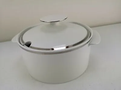 Buy White With Silver Chrome Edge THOMAS Lidded Vegetable Casserole Dish Tureen VGC • 34£