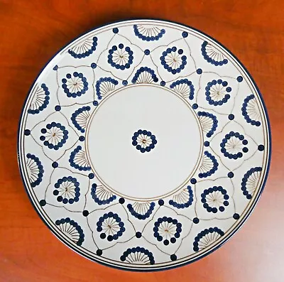 Buy Vintage Modern Thomas O'Brien Dinner Plate Coupe Blue Dots 11 3/8  Tan Mosaic • 23.68£