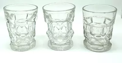 Buy 3 Antique Glass Tumblers 1800s Thick Cut Ornate Faceted Tavern Glasses Whiskey • 29.99£