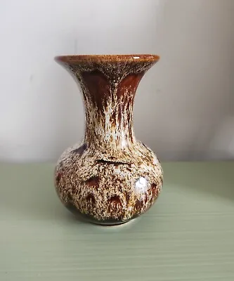 Buy Fosters Pottery Honeycomb Mottled Brown Drip Glazed Vase • 7.95£