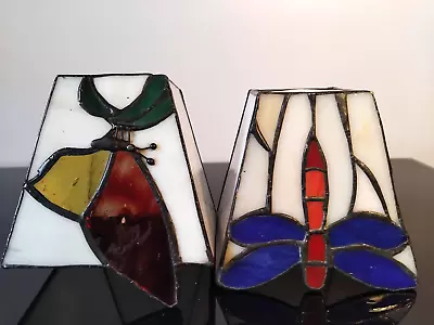 Buy Pair Of Leaded Stained Tea Light Glass Candle Holders Dragonfly • 9.99£