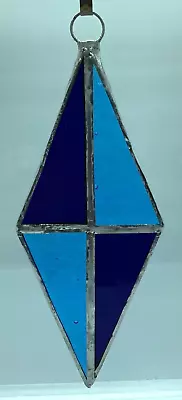 Buy F005 Stained Glass Suncatcher Hanging Rustic Diamond 16cm Blues • 7.50£