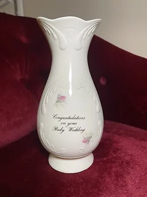 Buy Donegal Parian China Vintage Vase Congratulations Ruby Wedding Anniversary Irish • 7.99£