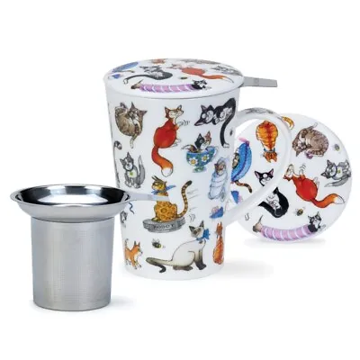 Buy Dunoon Cup Disaster With Strainer And Lid Shetland Cats • 38.09£