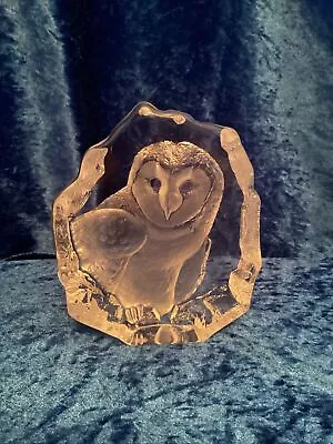 Buy Mats Jonasson Sweden Art Glass Owl Paperweight - 16 Cm - 3538 • 59.95£