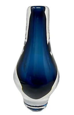 Buy Vintage Mona Morales Signed Kosta Boda Vase Blue Clear Blown Glass • 72.33£