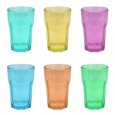 Buy Coloured Tumblers Glasses Hiball Glass Soda Cocktail Tall Party Picnic 300ml 6x • 12.99£