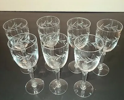 Buy Set Of 7 Fostoria Holly Elegant Depression Glass Clear Claret Wine Glasses  • 56.91£