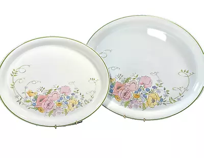 Buy Pair Poole Pottery Sherbourne Large Serving Plates Platters 1980s Floral • 18£