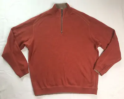 Buy Tommy Bahama Reverisble 1/4 Zip Jumper Pullover 48  Chest Burnt Orange Colour • 24.95£