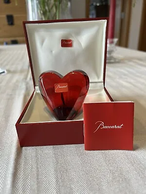 Buy Baccarat Crystal Heart Shaped Paperweight France Signed • 44.20£