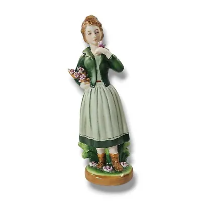 Buy LIMOGES Vintage Porcelain Lady In Green Dress With Flowers Figurine • 37.94£