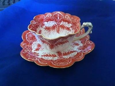 Buy Antique The  Foley China Orange Snowdrop Shape  Cup And Saucer - 213327 • 25£