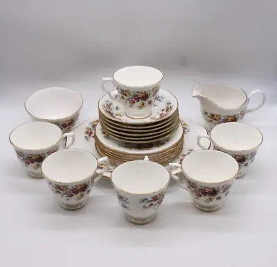 Buy GAINSBOROUGH Vintage Bone China Tea Set H 77 2 Tea Cups Saucers Trios 21 Pcs • 10.50£