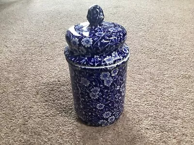 Buy Burleigh Ware Calico Blue And White Staffordshire Pottery Jar With Lid • 20£