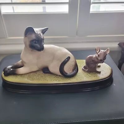 Buy Vintage Beswick 'Watch It' Ceramic Siamese Cat & Mouse N Plinth Made In England! • 19.99£