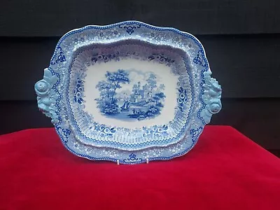 Buy Antique Blue & White Transferware Serving Dish, Landscape Scene, English 19C • 15£