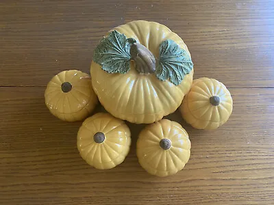 Buy William Sonoma Pumpkin Harvest Soup Tureen & 4  Soup Bowls & Lids Halloween • 81.64£