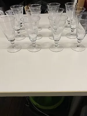 Buy Set Of 12 Vintage Fine Cut Glass Etched Wine Glasses - Beautiful - No Reserve • 20£
