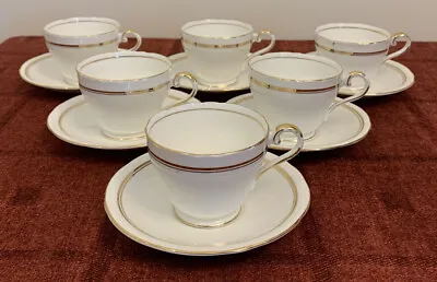Buy 6 Aynsley Bone China White & Gold Duos, Cups & Saucers  • 10£