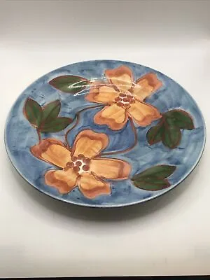 Buy Iden Pottery Rye Sussex England Plate Brown Floral Blue Lunch Plate • 3.99£