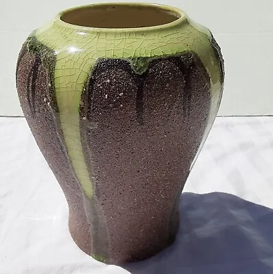 Buy Art Pottery Vase Green Drip With Rough Sand Glaze Ginger Jar Shape Unique  • 15.28£