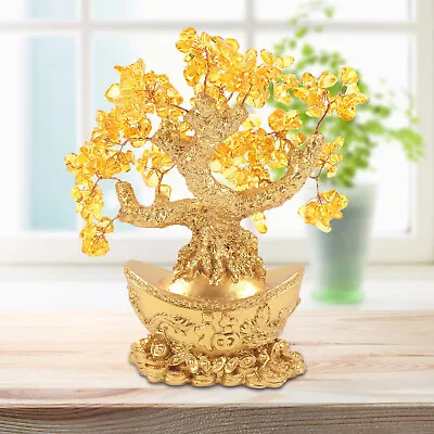 Buy 1x Feng Shui Large Money Tree Crystal Gemstone Bonsai Wealth Blessing Ornament • 18.07£