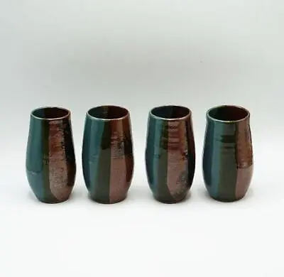 Buy Glazed Pottery Cup Set Of 4 Hand Made Ceramic Signed • 154.07£
