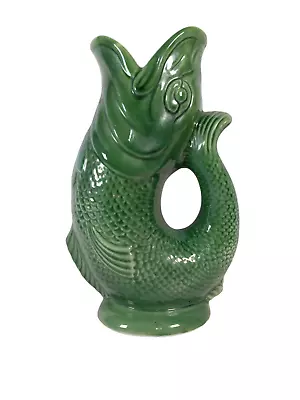 Buy Vintage Green Gurgling Fish Pottery Mouth Pitcher Vase  Dartmouth England 9.5  • 25.61£