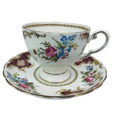 Buy Tuscan Windsor Red Footed Cup & Saucer Set Vintage England Gift Floral Bouquet • 34.08£