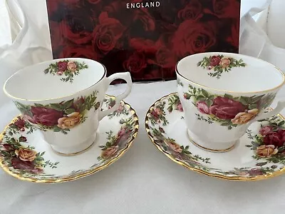 Buy Royal Albert Doulton Old Country Roses 2 Tea Or Coffee Cups Saucer Set England • 71.11£