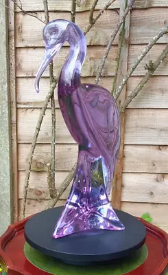 Buy Absolutely Stunning !! Vintage Glass Murano Heron  (signed) -  Lilac  13.5  High • 500£