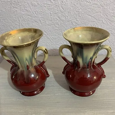 Buy Vintage Drip Glaze Vases Foreign 612-14  Brown/cream/gold  14.5cm Tall • 12.99£
