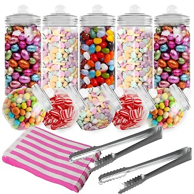Buy HEFTMAN 10 Retro Plastic Empty Sweet Jars Set Pick & Mix Candy Buffet Bags • 16.99£