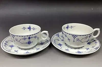 Buy Furnivals Blue Denmark Breakfast Cups Large Cups And Saucers X 2 Blue & White • 12£