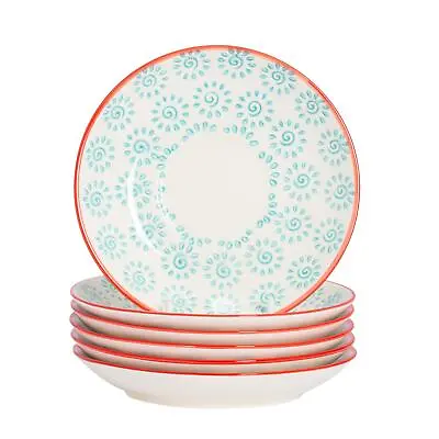 Buy 6x Hand-Printed Cappuccino Saucers Porcelain Tea Coffee Cups 14cm Turquoise • 10£