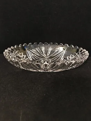 Buy Vintage American Brilliant Small Oval Cut Glass Bowl With Hobstars 6-3/4  Long • 10.56£