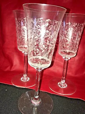 Buy Baccarat Crystal Leillah Jasmina Set Of 3 Tall Water Goblets Etched Birds, Vines • 530.59£