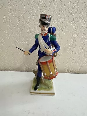 Buy Vintage Antique German Dresden Porcelain Military Drummer Figurine • 184.71£