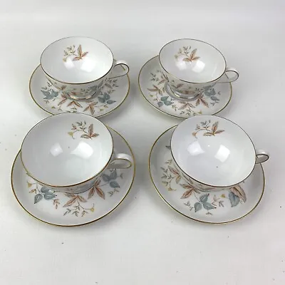 Buy Thomas Germany Nocturne Rosenthal￼ Footed Teacup Saucer Set 4 Floral Bone China • 41.73£