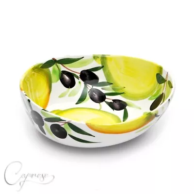 Buy Bassano Ceramic Hand Painted Bowl 14cm Lemon With Olive From Italy • 27.94£