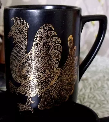 Buy Vintage/Mid Century Portmeirion Phoenix Pattern Coffee Cup/Mug. Black & Gold. • 9.95£
