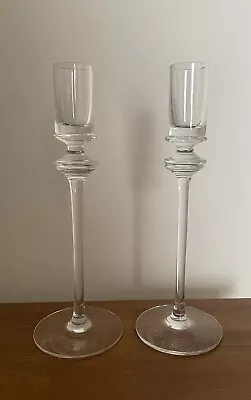 Buy Two Contemporary Tall Glass Candlestick Holders Minimalistic Style • 25£