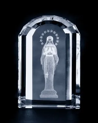 Buy 3D Paperweight Crystal Glass Laser Etched Hologram Mary Vintage Beveled Edge • 9.99£