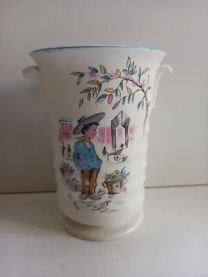 Buy Vintage Crown Ducal Petit Pierre Vase. Ceramic Vase Boy With Fruit Basket • 10£