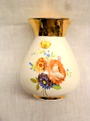 Buy Prinknash Pottery Gold Coated Vase Flower Posy Design 1960s Vase • 1£
