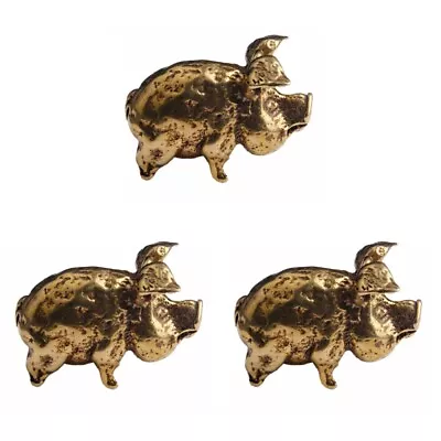 Buy  3 Pc Brass Animal Figurines Pig Simulation Ornaments Vintage • 22.88£