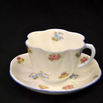 Buy Shelley Cup & Saucer #13424 Dainty Blue 1940-1966 Roses Pansies Forget-Me-Nots • 57.52£