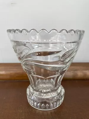 Buy Vintage Retro Heavy Cut Glass Crystal Vase In Excellent Condition 6” High • 14£