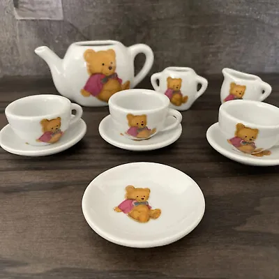 Buy Teddy Bear Design Porcelain Pottery Child's Tiny Miniature Tea Set 10 Piece Dish • 14.14£